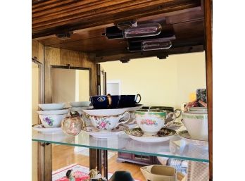 Cabinet Shelf Lot With Teacups (Living Room)