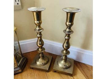 Pair Of Brass Tone Candlesticks (Dining Room)