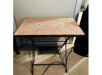 Outdoor Side Table With Terra Cotta Mosaic Top (Downstairs Bedroom)