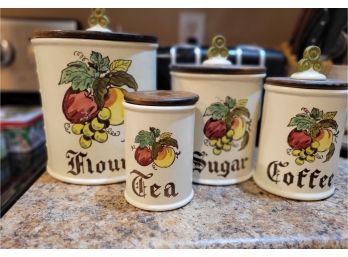 Set Of 4 Kitchen Canisters Flour Sugar Tea Coffee (Kitchen)