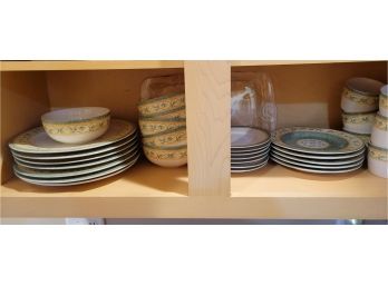 Set Of Pfaltzgraff Dinnerware & Glass Tray (Kitchen Shelf #10)