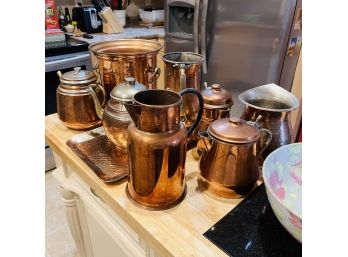Assortment Of Copper Pots, Kettles, Etc. (Kitchen)