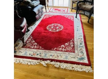 Set Of Two Red Wool Rugs - Area And Scatter Rug (Living Room)