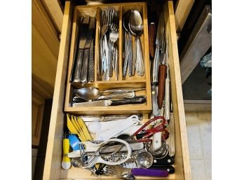 Kitchen Drawer Lot: Cutlery, Measuring Spoons, Etc.