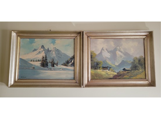Set Of 2 Antique Josef Kreus Oil Paintings (Great Room)