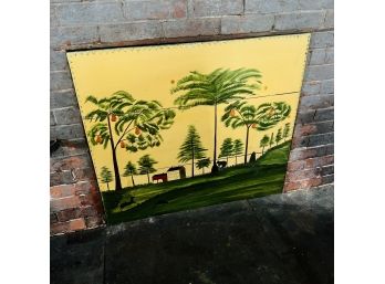 Painted Wood Panel Fireplace Cover (Office)