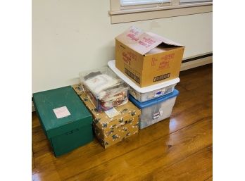 Several Bins And Boxes Of Assorted Craft Supplies (Craft Room)
