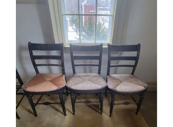 Set Of 3 Vintage Sheraton Chairs Rounded Seat (den)