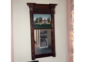 Vintage Reverse Painted  Mirror With House Painting (BR 1)