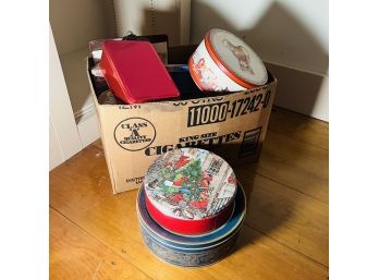 Box Lot Of Tins (Bedroom 6)