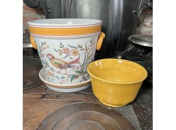 Lot Of 3 Planter And Bowl (kitchen Pantry)