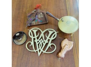 Odds And Ends Lot With Brass Dish, Sweeper, Lobster Mold, Etc. (Dining Room)