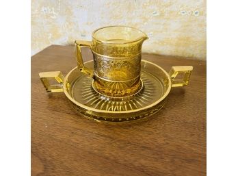 Glass Serving Dish With Gold Accents (Dining Room)