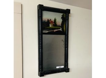 Reverse Painted Mirror With House On River Scene (Craft Room)