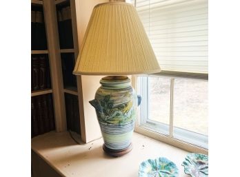 Pottery Lamp With Painted Pheasants (Library)