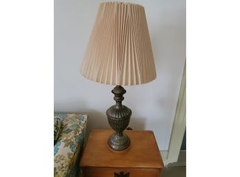 Brown Lamp With Pleated Shade (den)