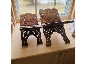 Pair Of Wooden Book Holders (Library)