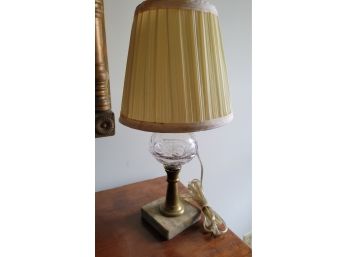 Vintage  Glass Center /marble Base Lamp (bedroom #4)