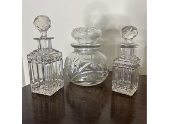 Lot Of 3 Glass Pieces (Perfume Bottles/jars) (BR 2)