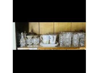 Shelf Lot: Glassware, Tumblers, Dishes