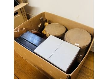 Box Lot With Cutting Boards, Doll Sized Cabinets, Shaker Boxes, Etc. (Craft Room)