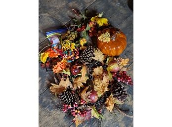 Fall Wreath And Ceramic Pumpkin (Attic)