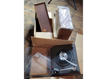 Vintage Coral Stereo Speakers And Garrard Record Player (attic)