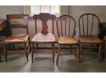 Set Of 4 Misc. Vintage Wooden Chairs (den)
