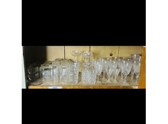 Shelf Lot: Vintage Glassware And Stemware (Office)
