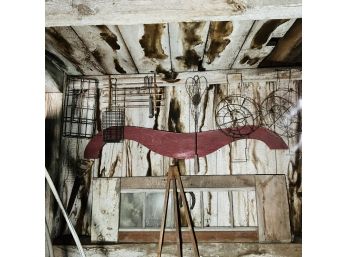 Vintage Metal Wire Accessories And Wooden Piece (Garage Room C)
