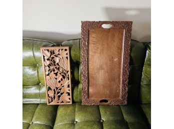 Vintage Wood Cut Out Wall Hanging And Tray (Bedroom 6)