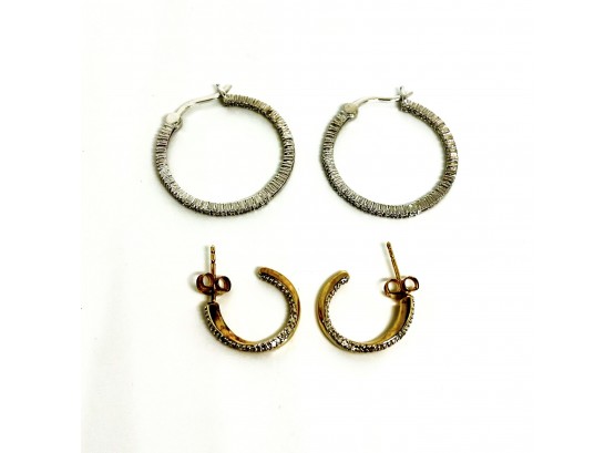 Two Pairs Of Sterling Silver Eearrings