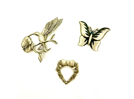 Set Of Three Signed Pewter Pins