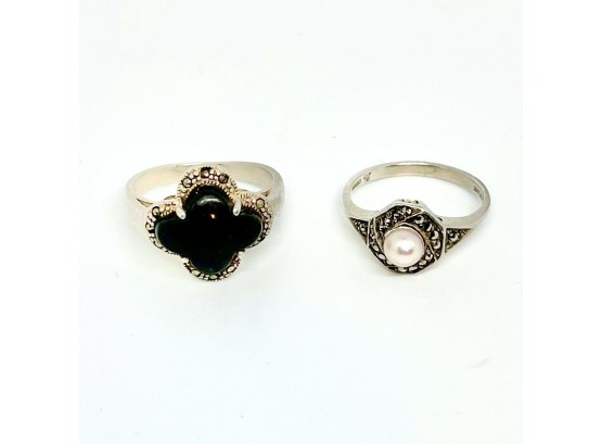 Set Of Two Sterling Silver Rings Size 7