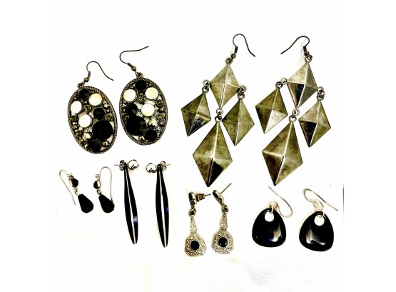 Silver Tone And Black Earring Assortment