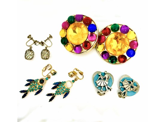 Four Pairs Of Vintage Clip On Earrings