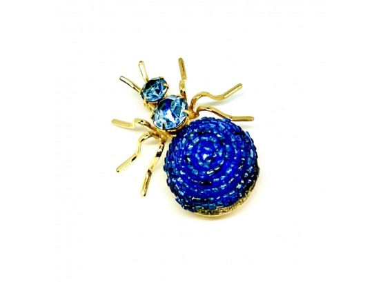 Vintage Beaded And Rhinestone Insect Pin