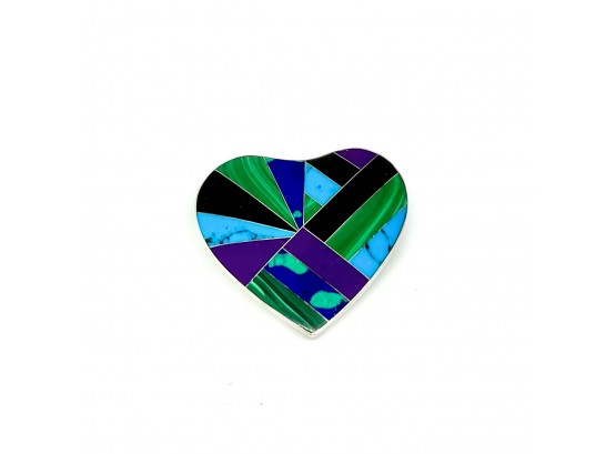 Sterling Silver Heart Pin With Inlay