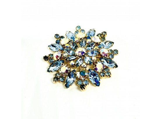 Vintage Gold Tone And Blue Pin