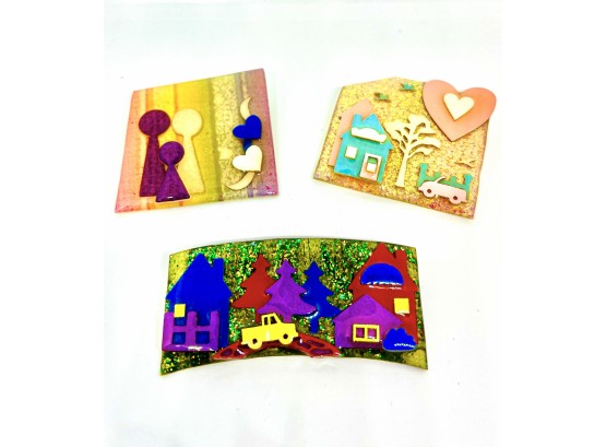 House And People Pins By Lucinda - Set Of Three