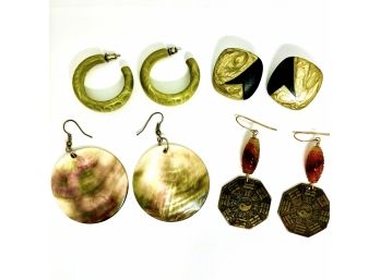 Four Pairs Of Neutral Tone Earrings