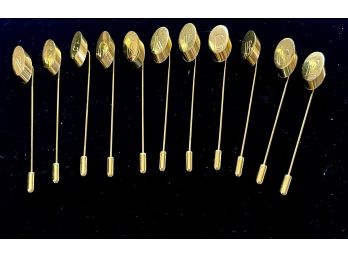 Gold Tone Monogram Stick Pins