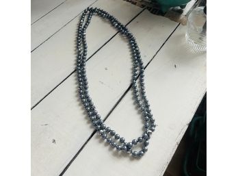 Long Gray Tone Pearl And Bead Necklace