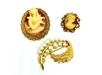 Cameo And Costume Jewelry Pins
