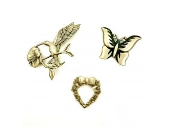 Set Of Three Signed Pewter Pins