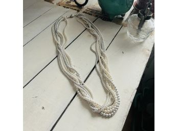 Multi-strand Gray And White Pearl Necklace