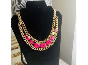 Heavy Gold Tone And Jeweled Necklace (As Is)