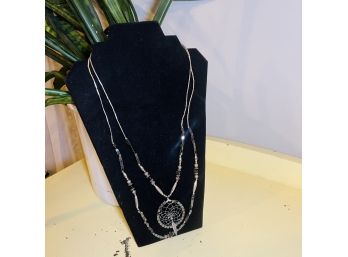 Sterling Silver Beaded Dreamcatcher Necklace