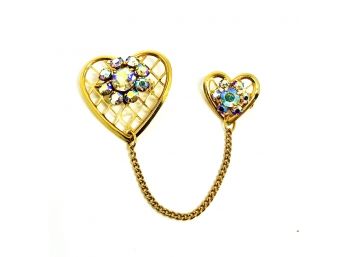 Vintage Double Heart Pin