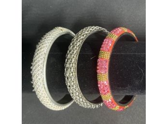 Set Of Three Sparkly Bangle Bracelets
